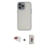 MARSİLYAN™- iPhone 13 Pro Max Kılıf Ahenk Çizgi Serisi - Siyah Bilvis 3D Cam Ekran Koruyucu + Pers Alüminyum Kamera Lens - KI