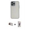 MARSİLYAN™- iPhone 13 Pro Max Kılıf Ahenk Çizgi Serisi - Siyah Bilvis 3D Cam Ekran Koruyucu + Rainbow Kamera Lens Koruma Cam - KI