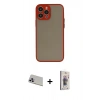 MARSİLYAN™- iPhone 13 Pro Max Kılıf Ahenk Çizgi Serisi - Siyah Bilvis 3D Cam Ekran Koruyucu + Rainbow Kamera Lens Koruma Cam - MR