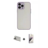 MARSİLYAN™- iPhone 13 Pro Max Kılıf Ahenk Çizgi Serisi - Siyah Bilvis 3D Mat Cam Ekran Koruyucu + Rainbow Kamera Lens Koruma Cam - BZ