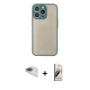 MARSİLYAN™- iPhone 13 Pro Max Kılıf Ahenk Çizgi Serisi - Siyah Bilvis 3D Mat Cam Ekran Koruyucu + Pers Alüminyum Kamera Lens - GI