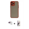 MARSİLYAN™- iPhone 13 Pro Max Kılıf Ahenk Çizgi Serisi - Siyah Bilvis 3D Mat Cam Ekran Koruyucu + Pers Alüminyum Kamera Lens - GI