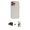 MARSİLYAN™- iPhone 13 Pro Max Kılıf Ahenk Çizgi Serisi - Siyah Bilvis 3D Mat Cam Ekran Koruyucu + Raze Metal Kamera Lens - GD