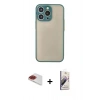 MARSİLYAN™- iPhone 13 Pro Max Kılıf Ahenk Çizgi Serisi - Siyah Bilvis 3D Mat Cam Ekran Koruyucu + Pers Alüminyum Kamera Lens - KI