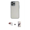 MARSİLYAN™- iPhone 13 Pro Max Kılıf Ahenk Çizgi Serisi - Siyah Bilvis 3D Mat Cam Ekran Koruyucu + Pers Alüminyum Kamera Lens - KI
