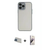 MARSİLYAN™- iPhone 13 Pro Max Kılıf Ahenk Çizgi Serisi - Siyah Bilvis 3D Mat Cam Ekran Koruyucu + Rainbow Kamera Lens Koruma Cam - MI