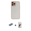 MARSİLYAN™- iPhone 13 Pro Max Kılıf Ahenk Çizgi Serisi - Siyah Bilvis 3D Mat Cam Ekran Koruyucu + Renkli Kamera Lens Koruma Cam - MI