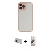 MARSİLYAN™- iPhone 13 Pro Max Kılıf Ahenk Çizgi Serisi - Siyah Bilvis 3D Mat Cam Ekran Koruyucu + Rainbow Kamera Lens Koruma Cam - MR