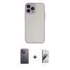 MARSİLYAN™- iPhone 13 Pro Max Kılıf Ahenk Çizgi Serisi - Siyah Bilvis 3D Mat Cam Ekran Koruyucu + Neon Fosforlu Kamera Lens - BZ