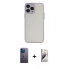 MARSİLYAN™- iPhone 13 Pro Max Kılıf Ahenk Çizgi Serisi - Siyah Bilvis 3D Mat Cam Ekran Koruyucu + Neon Fosforlu Kamera Lens - MI