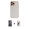 MARSİLYAN™- iPhone 13 Pro Max Kılıf Ahenk Çizgi Serisi - Siyah Bilvis 3D Mat Cam Ekran Koruyucu + Neon Fosforlu Kamera Lens - BZ