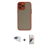 MARSİLYAN™- iPhone 13 Pro Max Kılıf Ahenk Çizgi Serisi - Siyah Bilvis 3D Mat Cam Ekran Koruyucu + Pers Alüminyum Kamera Lens - LT