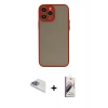 MARSİLYAN™- iPhone 13 Pro Max Kılıf Ahenk Çizgi Serisi - Siyah Bilvis 3D Mat Cam Ekran Koruyucu + Pers Alüminyum Kamera Lens - SABE