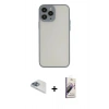 MARSİLYAN™- iPhone 13 Pro Max Kılıf Ahenk Çizgi Serisi - Siyah Bilvis 3D Mat Cam Ekran Koruyucu + Pers Alüminyum Kamera Lens - SABE