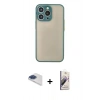 MARSİLYAN™- iPhone 13 Pro Max Kılıf Ahenk Çizgi Serisi - Siyah Bilvis 3D Mat Cam Ekran Koruyucu + Pers Alüminyum Kamera Lens - LT