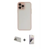 MARSİLYAN™- iPhone 13 Pro Max Kılıf Ahenk Çizgi Serisi - Siyah Bilvis 3D Mat Cam Ekran Koruyucu + Rainbow Kamera Lens Koruma Cam - REGD