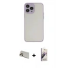 MARSİLYAN™- iPhone 13 Pro Max Kılıf Ahenk Çizgi Serisi - Siyah Bilvis 3D Mat Cam Ekran Koruyucu + Rainbow Kamera Lens Koruma Cam - REGD