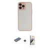 MARSİLYAN™- iPhone 13 Pro Max Kılıf Ahenk Çizgi Serisi - Siyah Bilvis 3D Mat Cam Ekran Koruyucu + Renkli Kamera Lens Koruma Cam - YL