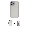 MARSİLYAN™- iPhone 13 Pro Max Kılıf Ahenk Çizgi Serisi - Siyah Bilvis 3D Mat Cam Ekran Koruyucu + Shine Kamera Lens - GD