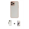 MARSİLYAN™- iPhone 13 Pro Max Kılıf Ahenk Çizgi Serisi - Siyah Bilvis 3D Mat Cam Ekran Koruyucu + Shine Kamera Lens - GD