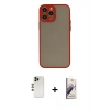 MARSİLYAN™- iPhone 13 Pro Max Kılıf Ahenk Çizgi Serisi - Siyah Bilvis 3D Mat Cam Ekran Koruyucu + Shine Kamera Lens - GD