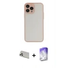 MARSİLYAN™- iPhone 13 Pro Max Kılıf Ahenk Çizgi Serisi - Siyah Bilvis 5in1 3D Magic Cam Ekran Koruyucu + Beyaz Rainbow Kamera Lens Koruma Cam