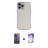 MARSİLYAN™- iPhone 13 Pro Max Kılıf Ahenk Çizgi Serisi - Siyah Bilvis 5in1 3D Magic Cam Ekran Koruyucu + Neon Fosforlu Kamera Lens - BZ