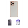 MARSİLYAN™- iPhone 13 Pro Max Kılıf Ahenk Çizgi Serisi - Siyah Bilvis 5in1 3D Magic Cam Ekran Koruyucu + Neon Fosforlu Kamera Lens - BZ