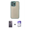 MARSİLYAN™- iPhone 13 Pro Max Kılıf Ahenk Çizgi Serisi - Siyah Bilvis 5in1 3D Magic Cam Ekran Koruyucu + Neon Fosforlu Kamera Lens - BZ