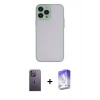 MARSİLYAN™- iPhone 13 Pro Max Kılıf Ahenk Çizgi Serisi - Siyah Bilvis 5in1 3D Magic Cam Ekran Koruyucu + Neon Fosforlu Kamera Lens - BZ