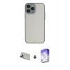 MARSİLYAN™- iPhone 13 Pro Max Kılıf Ahenk Çizgi Serisi - Siyah Bilvis 5in1 3D Magic Cam Ekran Koruyucu + Beyaz Rainbow Kamera Lens Koruma Cam