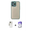 MARSİLYAN™- iPhone 13 Pro Max Kılıf Ahenk Çizgi Serisi - Siyah Bilvis 5in1 3D Magic Cam Ekran Koruyucu + Shine Kamera Lens - GD