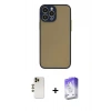 MARSİLYAN™- iPhone 13 Pro Max Kılıf Ahenk Çizgi Serisi - Siyah Bilvis 5in1 3D Magic Cam Ekran Koruyucu + Shine Kamera Lens - GD