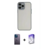 MARSİLYAN™- iPhone 13 Pro Max Kılıf Ahenk Çizgi Serisi - Siyah Bilvis 5in1 3D Magic Cam Ekran Koruyucu + Neon Fosforlu Kamera Lens - MI