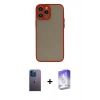 MARSİLYAN™- iPhone 13 Pro Max Kılıf Ahenk Çizgi Serisi - Siyah Bilvis 5in1 3D Magic Cam Ekran Koruyucu + Neon Fosforlu Kamera Lens - MI