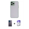 MARSİLYAN™- iPhone 13 Pro Max Kılıf Ahenk Çizgi Serisi - Siyah Bilvis 5in1 3D Magic Cam Ekran Koruyucu + Neon Fosforlu Kamera Lens - MI