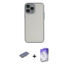 MARSİLYAN™- iPhone 13 Pro Max Kılıf Ahenk Çizgi Serisi - Siyah Bilvis 5in1 3D Magic Cam Ekran Koruyucu + Mavi Renkli Kamera Lens Koruma Cam