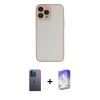 MARSİLYAN™- iPhone 13 Pro Max Kılıf Ahenk Çizgi Serisi - Siyah Bilvis 5in1 3D Magic Cam Ekran Koruyucu + Neon Fosforlu Kamera Lens - MI