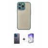 MARSİLYAN™- iPhone 13 Pro Max Kılıf Ahenk Çizgi Serisi - Siyah Bilvis 5in1 3D Magic Cam Ekran Koruyucu + Neon Fosforlu Kamera Lens - MI