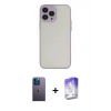MARSİLYAN™- iPhone 13 Pro Max Kılıf Ahenk Çizgi Serisi - Siyah Bilvis 5in1 3D Magic Cam Ekran Koruyucu + Neon Fosforlu Kamera Lens - MI