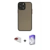 MARSİLYAN™- iPhone 13 Pro Max Kılıf Ahenk Çizgi Serisi - Siyah Bilvis 5in1 3D Magic Cam Ekran Koruyucu + Pers Alüminyum Kamera Lens - KI