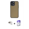 MARSİLYAN™- iPhone 13 Pro Max Kılıf Ahenk Çizgi Serisi - Siyah Bilvis 5in1 3D Magic Cam Ekran Koruyucu + Pers Alüminyum Kamera Lens - GD