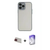 MARSİLYAN™- iPhone 13 Pro Max Kılıf Ahenk Çizgi Serisi - Siyah Bilvis 5in1 3D Magic Cam Ekran Koruyucu + Rainbow Kamera Lens Koruma Cam - KI