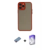 MARSİLYAN™- iPhone 13 Pro Max Kılıf Ahenk Çizgi Serisi - Siyah Bilvis 5in1 3D Magic Cam Ekran Koruyucu + Shine Kamera Lens Koruma Cam - PE