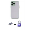 MARSİLYAN™- iPhone 13 Pro Max Kılıf Ahenk Çizgi Serisi - Siyah Bilvis 5in1 5D Magic Hayalet Cam Ekran Koruyucu + Renkli Kamera Lens Koruma Cam - MI