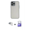 MARSİLYAN™- iPhone 13 Pro Max Kılıf Ahenk Çizgi Serisi - Siyah Bilvis 5in1 5D Magic Hayalet Cam Ekran Koruyucu + Pers Alüminyum Kamera Lens - SABE