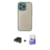 MARSİLYAN™- iPhone 13 Pro Max Kılıf Ahenk Çizgi Serisi - Siyah Bilvis 5in1 5D Magic Hayalet Cam Ekran Koruyucu + Raze Metal Kamera Lens - GD