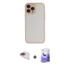 MARSİLYAN™- iPhone 13 Pro Max Kılıf Ahenk Çizgi Serisi - Siyah Bilvis 5in1 5D Magic Hayalet Cam Ekran Koruyucu + Pers Alüminyum Kamera Lens - GI