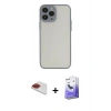 MARSİLYAN™- iPhone 13 Pro Max Kılıf Ahenk Çizgi Serisi - Siyah Bilvis 5in1 5D Magic Hayalet Cam Ekran Koruyucu + Kırmızı Pers Alüminyum Kamera Lens