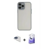 MARSİLYAN™- iPhone 13 Pro Max Kılıf Ahenk Çizgi Serisi - Siyah Bilvis 5in1 5D Magic Hayalet Cam Ekran Koruyucu + Pers Alüminyum Kamera Lens - LT